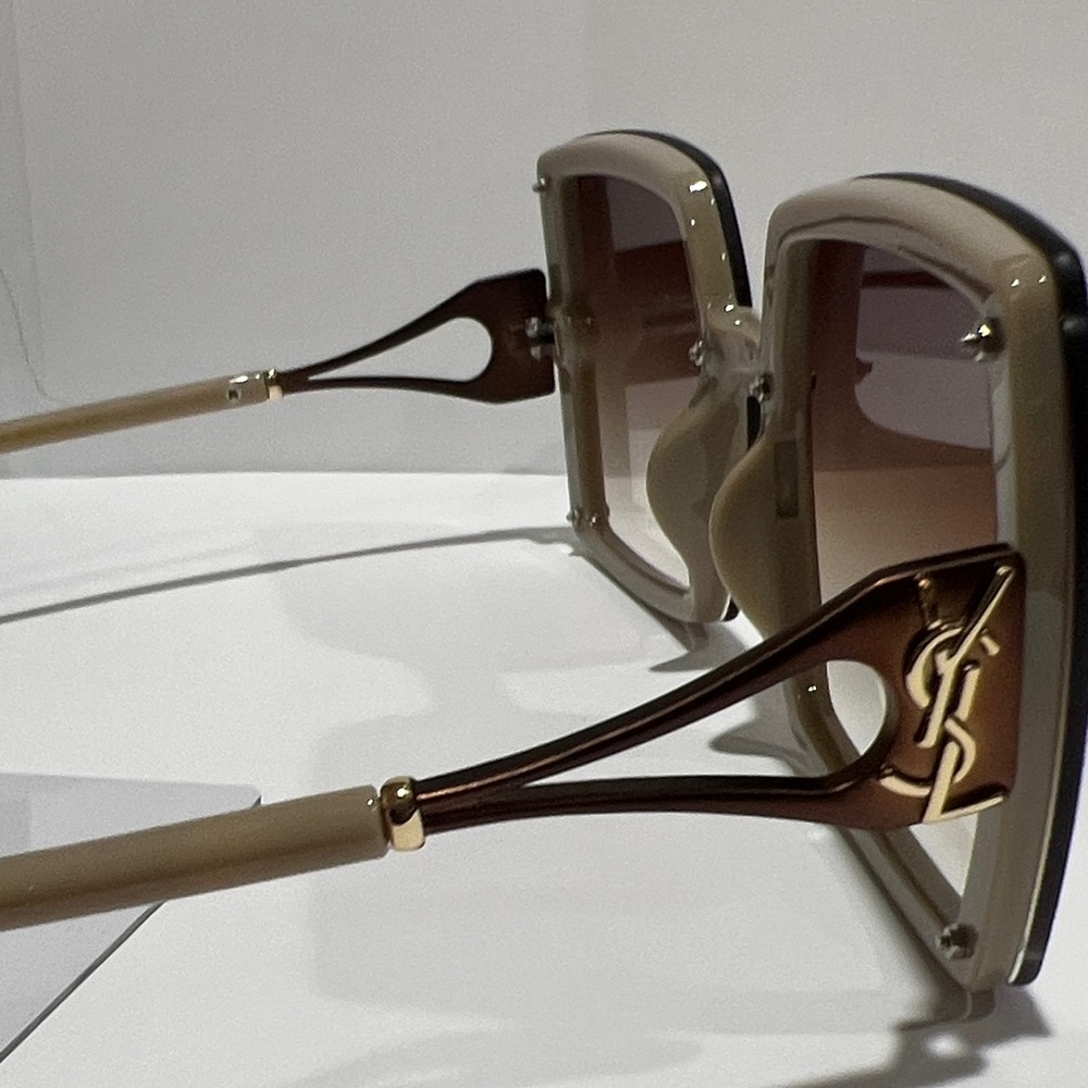 Yves Saint Laurent Beige and Brown Gradient Square Sunglasses